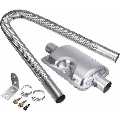 Chauffage à air pour moteur à pétrole brut - 60 cm - En acier inoxydable - Tuyau d'échappement et 24 mm - Kit silencieux pour accessoires de chauffage de voiture