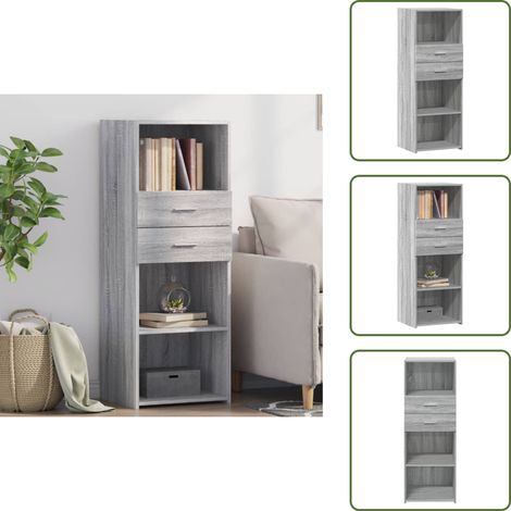 Buffet haut sonoma gris 45x42,5x124 cm bois d'ingénierie - Buffet Design Intemporel - Meuble Rangement Cuisine - Commode Salon - Étagère Ouverte - Mobilier Gris (1/5)