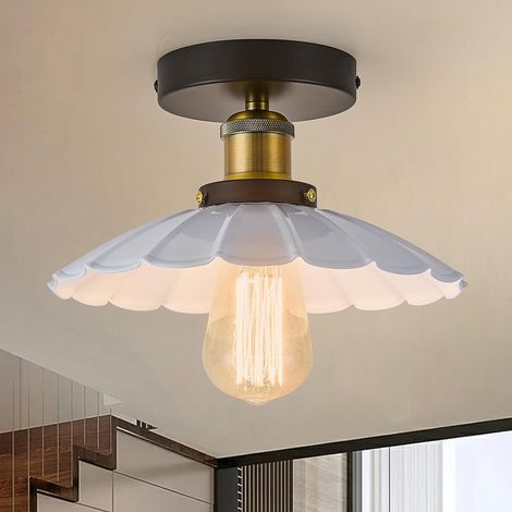 Ganeed Ceiling Light 9.64 Inch Round Metal Shade Vintage White Pendant Light for Kitchen Island Dome Industrial Living Room, Bedroom, Kitchen (1/5)