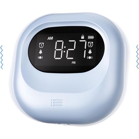 Réveil Numérique à Piles avec Port de Charge de Type C, Réveil Fort avec Snooze et Mode Week-End, Volume Réglable DST Mini Alarme Vibrante pour Chambre à Coucher, Bureau, Voyage (1/5)