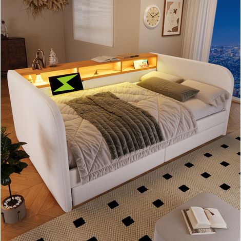 Bett 140x190 Bettgestell mit Stauraum LED USB HAVRYA (1/5)