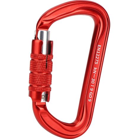 Accessoire de sécurité pour l'escalade en extérieur : mousqueton de type D à trois sections avec boucle de verrouillage (rouge) (1/5)