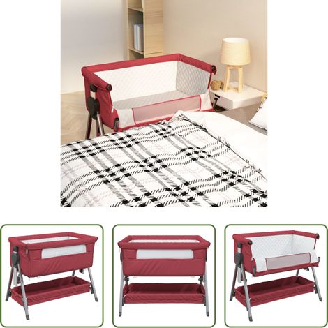 Berceau - Lit pour bébé avec matelas Rouge Tissu de lin (1/5)