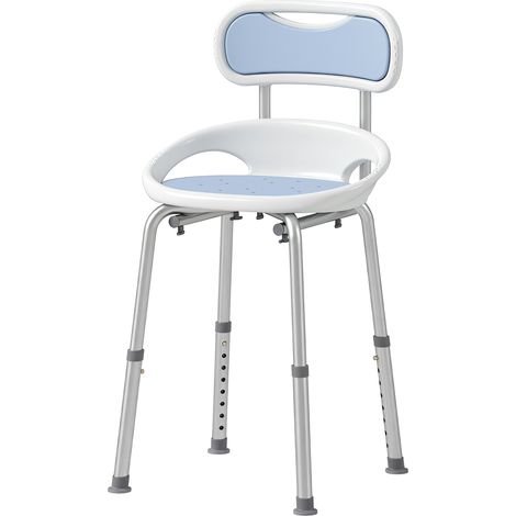 HOMCOM Sedia da Doccia con Schienale, Altezza Regolabile, Portata 136kg, Azzurro (1/5)