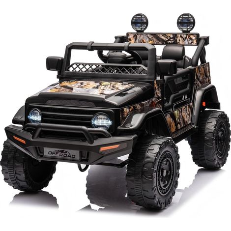 Voiture Électrique Enfants 12V, Jeep Tout-Terrain, Véhicule Électrique, Télécommande, Musique & LED & Klaxon, 3+ Ans, Noir (1/5)