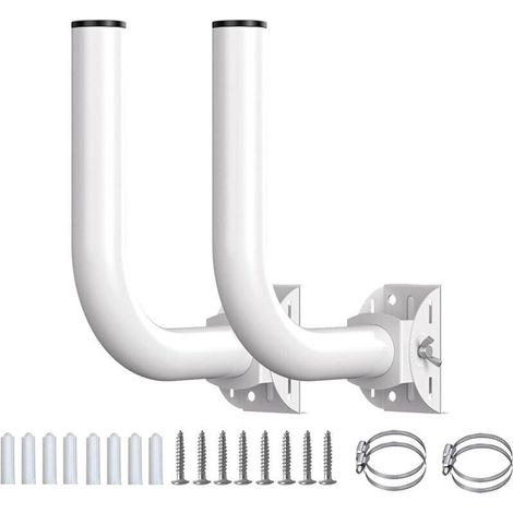 2 Pièces Support d'antenne Universel, Support De Poteau Universel en J pour Pont sans Fil, Poteau en Acier Inoxydable Réglable à 150 ° Et Support Mural, pour Installation De Pont WiFi sans Fil (1/4)