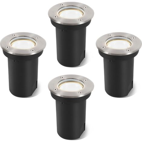 Jopassy 4x 3W Luci sotterranee Orientabile lampada LED Bianco neutro - Alloggiamento argento, sotterranea per giardino, illuminazione esterna (1/5)