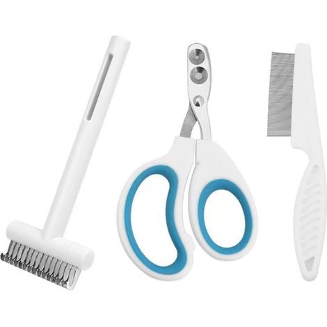 Lot de 3 coupe-ongles pour chat, acier inoxydable, peigne ouvert, peigne à puces, soin domicile (1/5)