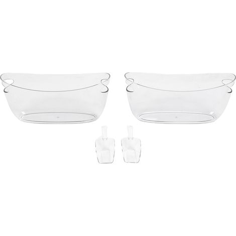 Seau à glace x2 en PET transparent 5L avec pelles, pour champagne et bière, idéal fêtes et bars (1/5)