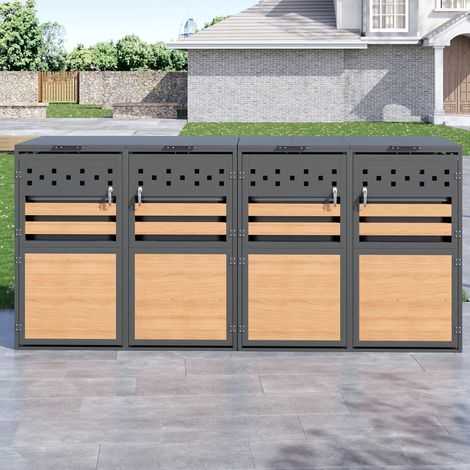 Boîte de rangement verrouillable bois 4 portes couvercle à charnières rangement horizontal