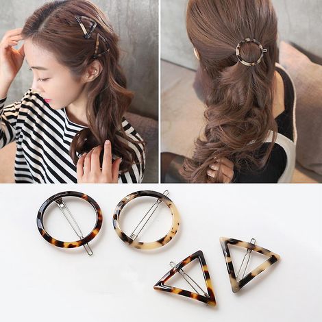 cheveux En Rsine Acrylique Lurrose 4 Pcs, Barrettes Gomtriques Pingles Cheveux Cercle Lopard Pour Le Parti