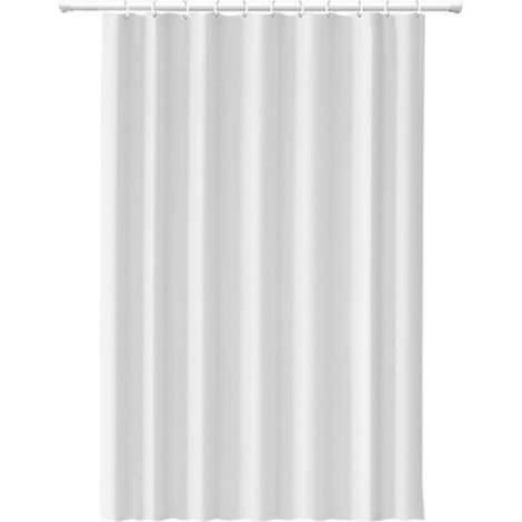 Rideau de douche blanc, 180 x 200 cm, en polyester lavable en machine, résistant aux moisissures et imperméable. Rideau de bain blanc en polyester lavable avec 12 crochets, convient aux salles de bain
