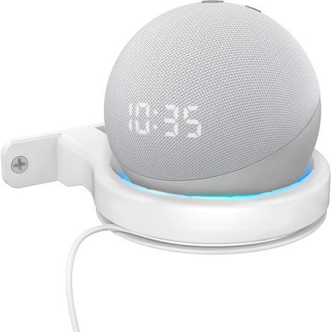 Support Universel pour Enceinte Echo Dot, Support Murale pour Générations 3 et 4, Gain de Place, Design Moderne en Blanc (1/5)