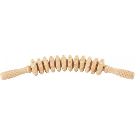 Bâton de massage à rouleau en bois, 12 tours (blanc) (1/5)