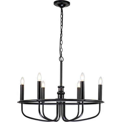 Elstead Capitol Hill Lampada da soffitto a sospensione a braccio multiplo a 6 luci, nera (1/5)