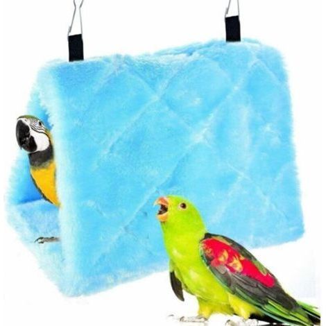 Nid d'oiseau chaud pour l'hiver, abri pour perroquets, perruches, calopsittes, amazones, cacatoès, canaris, inséparables, pinsons, cage à jouets bleue (1/3)