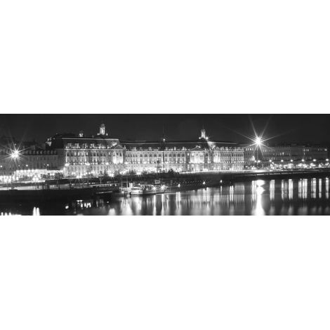 Tableau sur toile la Bourse noir et blanc 30x97 cm - Impression sur Toile Murale Décorative - Image imprimée en HD sur Toile - Toile sur Châssis en Bois FSC - Fabriqué en France (1/4)