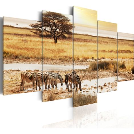 Tableau Imprimé "Zèbres dans la Savane" 50 x 100 cm (1/2)