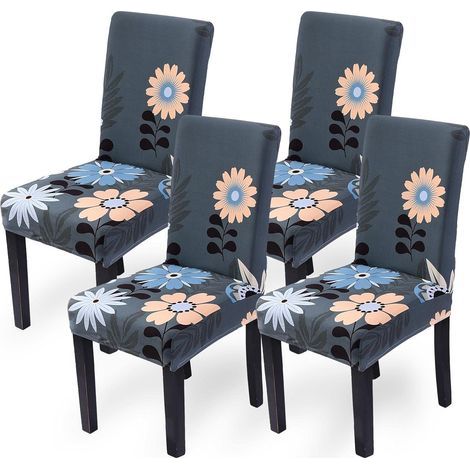 Funda para silla, funda elástica de 4 piezas para silla de comedor, funda decorativa extraíble y lavable para silla, protector de silla (1/5)