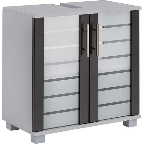 Schildmeyer Mobile base per lavabo Niko 113295, argento-antracite lucido, 59,8/32,6/62,4 cm (1/4)