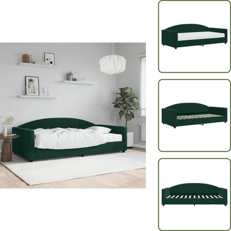 The Living Store Tagesbett mit Matratze Dunkelgrün 100x200 cm Samt - Schlafsofa (1/5)