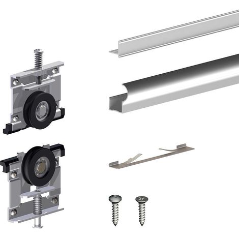 Slid'Up By Mantion – Kit pour 1 porte de placard SLID'UP 230 19 mm – Rail 1,8 m – Poids max 70 kg – Finition argent – Visserie incluse (1/5)