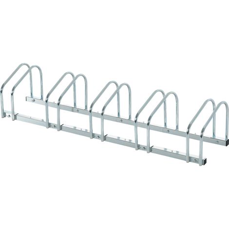 Râtelier 5 vélos range-vélos support de rangement pneu 65 mm sol ou mural pour VTT enfants BMX 145 x 33 x 27 cm acier argent (1/5)