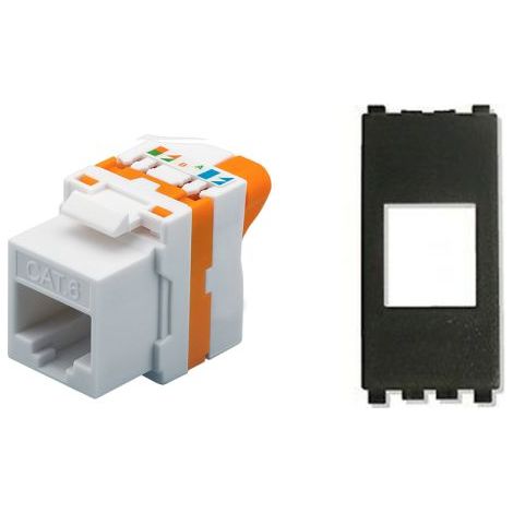 TechLy presa di rete RJ45 UTP Cat.6 tooless + Vimar Arkè nera