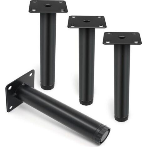 4 Pcs Black Furniture Legs,10cm/15cm Metal Fixing Support Feet.Metal Furniture Legs,Round Metal Steel Sofa Leg Table Feet (1/5)
