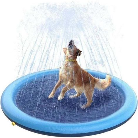 Tapis Jet d'eau Chien.Coussin D'arrosage. 170 cm Tapis de Pulvérisation.Tapis de Jeu Aquatique. (1/4)