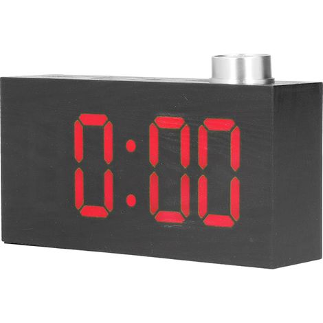 Réveil numérique LED avec thermomètre, design grain de bois et alimentation USB - pour bureau ou chevet