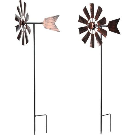2 Stück dekorative Windräder aus Eisen für Garten und Hof