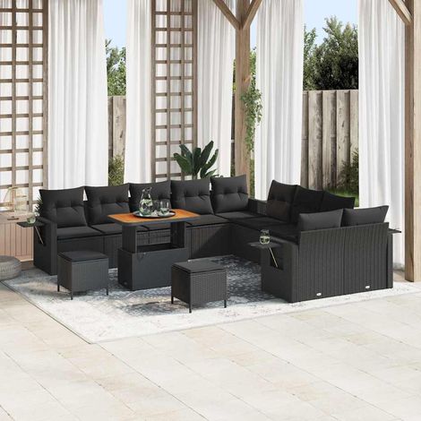 vidaXL Set Divano da Giardino 13 pcs Nero Poly Rattan (1/5)