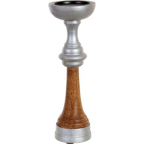 Candelabro de madera marron 10x10x30h cm