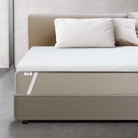 Surmatelas 210 x 210 en mousse à mémoire de forme Hauteur 6 cm Housse respirante et amovible Antibactérien et antifongique