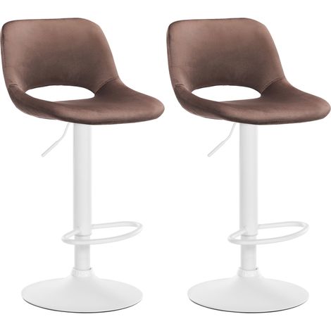 2er Set Barhocker Camden Samt braun Metall matt weiss