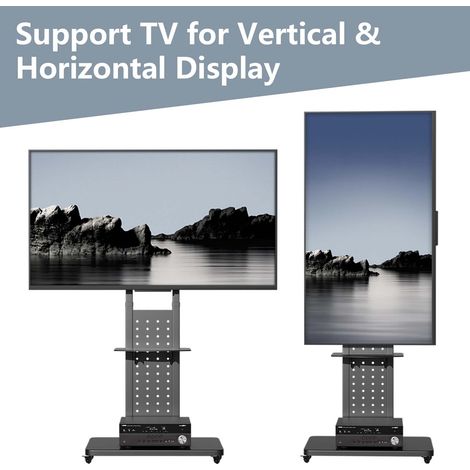 Mobile Floor TV Stand Trolley Height Adjust Mount for 32 40 42 45 50 55 60 65 inches Large TV (1/5)