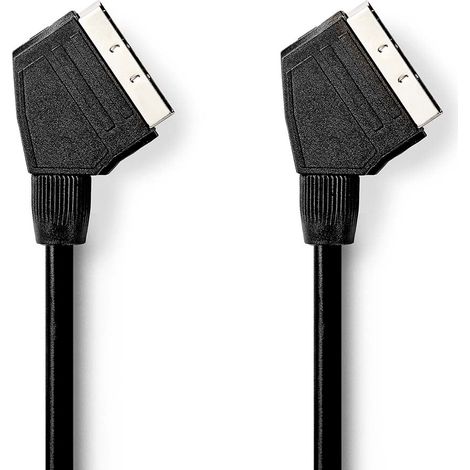 Scart kabel scart stecker scart stecker vernickelt 480p 200 m rund pvc schwarz box