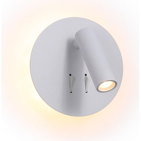 Applique murale LED BARCELONA Quart avec lampe de lecture orientable – Blanc chaud 3000K – Interrupteurs indépendants – Idéale pour tête de lit, chambre, bureau
