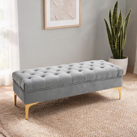 Table de chevet en bois velours mousse métal 118 x 45 x 42 cm (1/5)