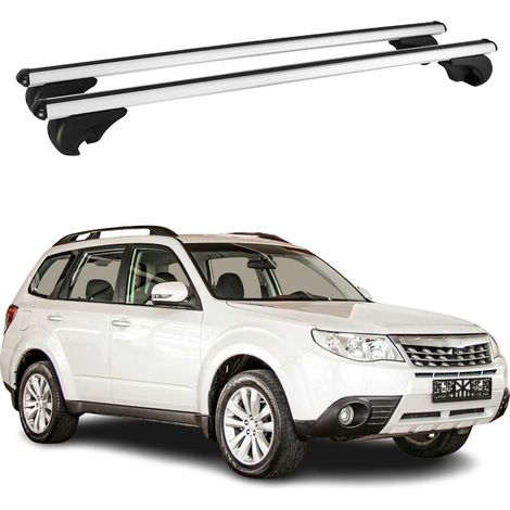 OMAC Aluminium Dachträger Querträger für Subaru Forester III 2008-2013 – TÜV / DIN 75302:2019 – Abschließbar – Max. 75 kg – 2 Stangen Silber (1/5)