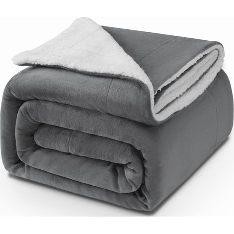 Couverture Epaisse 130cmX160cm, 480GSM Chaude et Confortable, Douce et Moelleuse, Sherpa Sheep, Lavable à la Machine Facile à Manipuler,Cadeau Pratique,gris foncé (1/5)