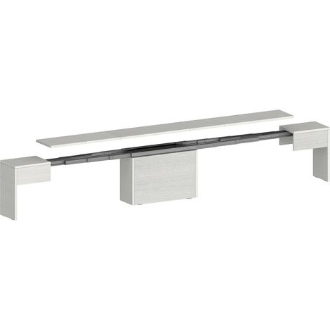 Dmora - Bank Ubertino, Sitzfläche für Esstisch, Einzelne ausziehbare Bank, 290x25x45 cm, Weiß (1/5)