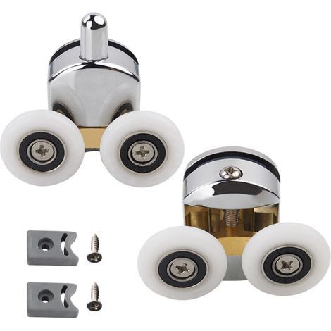 Roues de porte de douche, poulies de-Jeu de roues argentées 23mm