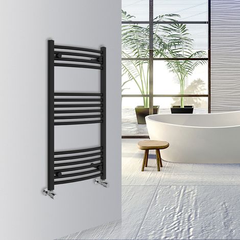 WarmeHaus Curved Bathroom Heated Towel Rail 1000x500mm Black (1/5)