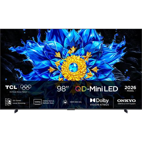 TCL P8L TV 98P8L – QD-Mini LED 98, 4K HDR, Google TV, 144Hz VRR, Audio Onkyo 2.1