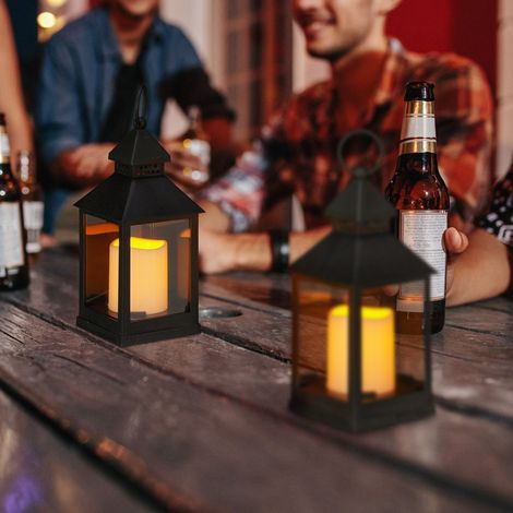 Set mit 2 led laternen - kunststoff und glas