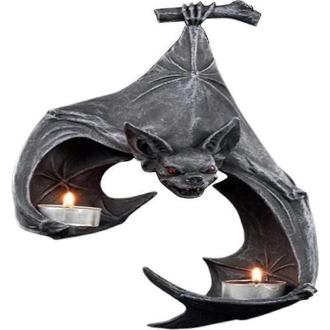 Bougeoir suspendu en résine en forme de chauve-souris pour Halloween, sculpture, objet de décoration pour terrasse ou porche (1/5)