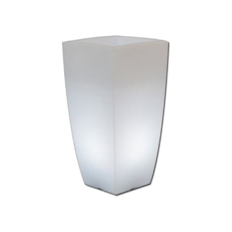 Vase carre' lumineux Home light en re'sine blanche glace / blanche 33x33x70 cm pour l'ameublement inte'rieur et exte'rieur