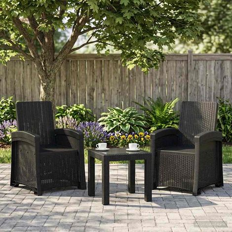 Teenpull – Liegesessel Garten Rattan-Optik 2 pcs Anthrazit PP (1/5)